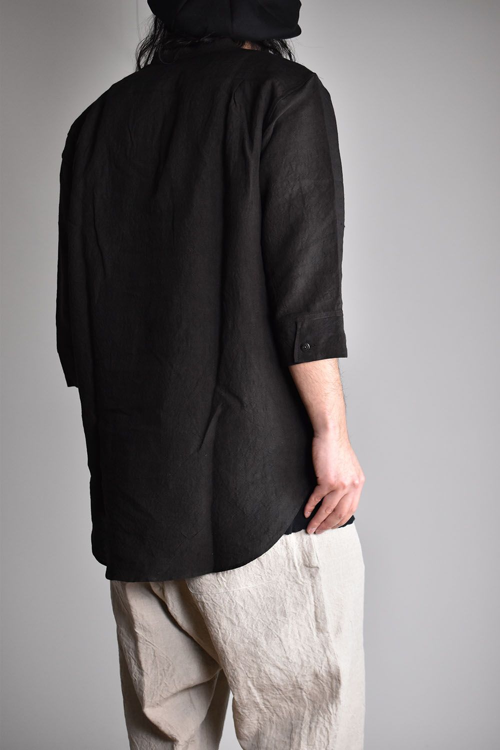 Linen Skipper Shirts"Black"/リネンスキッパーシャツ"ブラック"