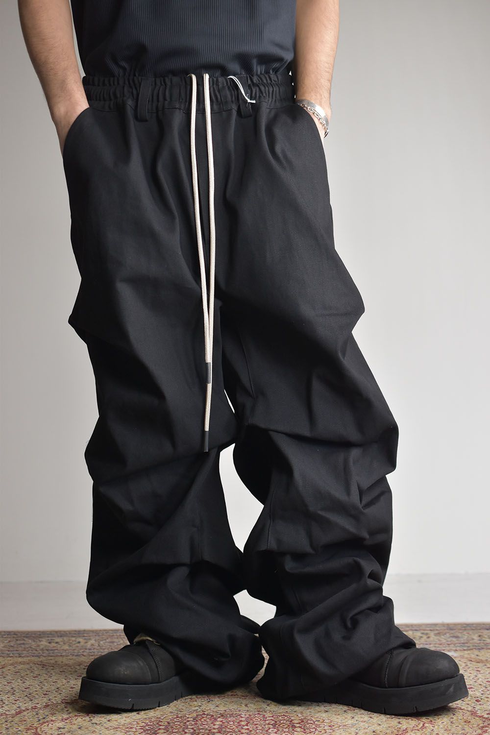 《2025AW先行予約》Denim Tuck Wide Pants"Black/Navy"/デニムタックワイドパンツ"ブラック/ネイビー"