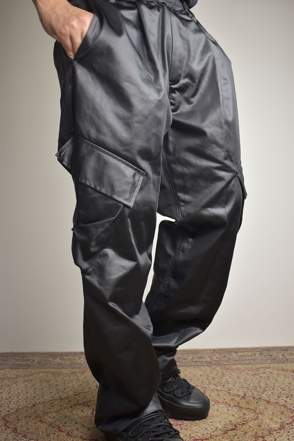 Heavy Satin Cargo Pants"Black" / ヘビーサテンカーゴパンツ"ブラック"
