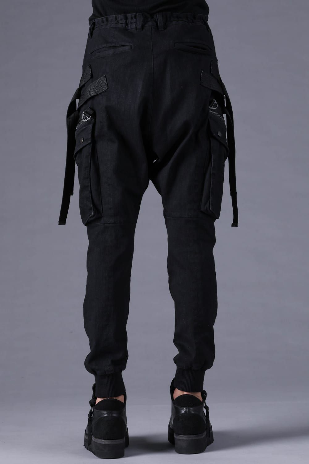 《2027SS先行予約分》Stretch Denim Adjustable Cargo Joggers Pants"Black" / ストレッチデニムアジャストカーゴジョガーパンツ"ブラック"