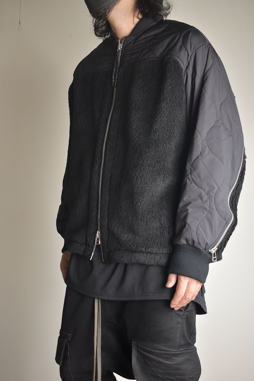 Combination Zip Boa Jersey"Black" / コンビネーションジップボアジャージー"ブラック"