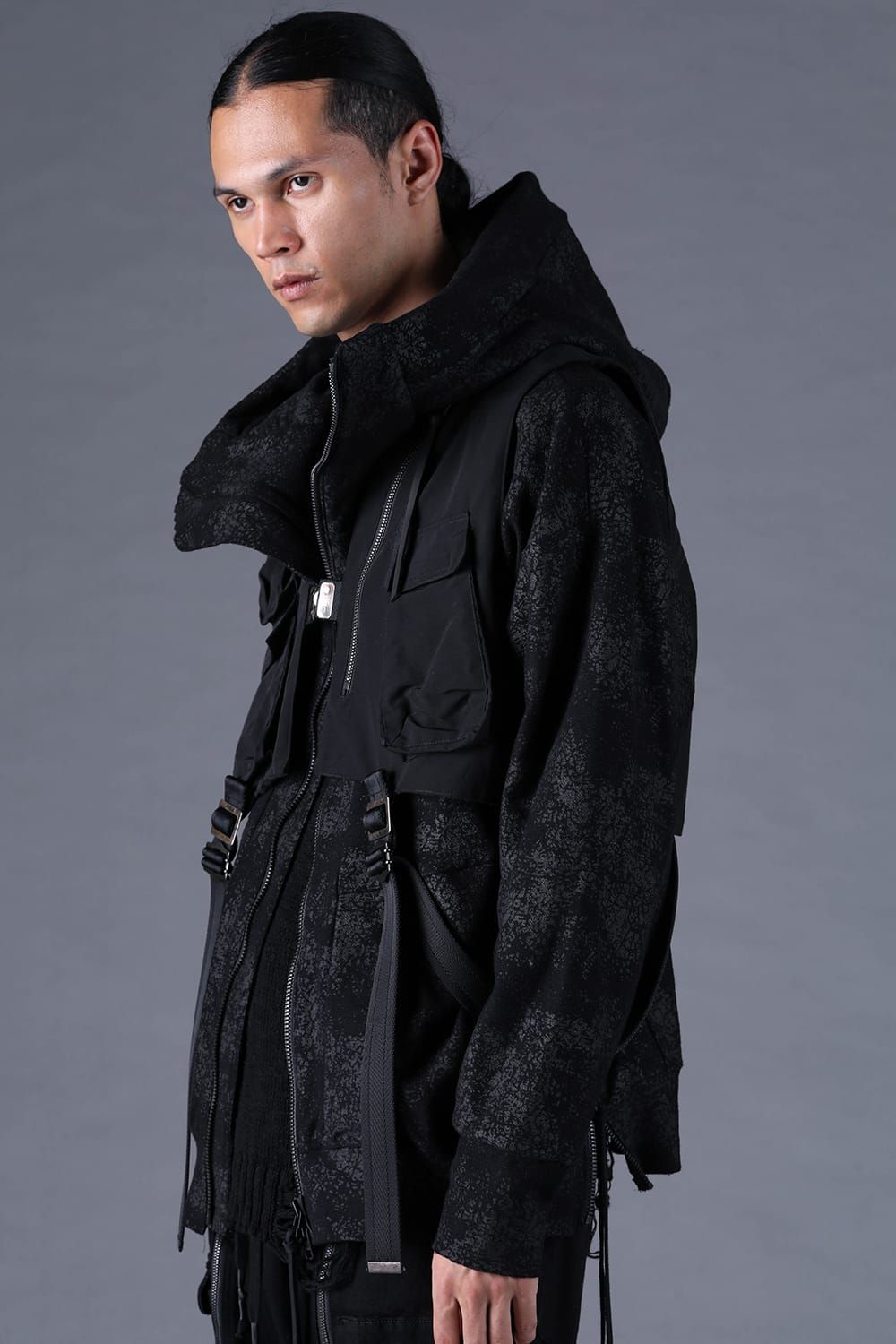 《2027SS先行予約分》Crack-Coated Jersey Hooded Jacket"Black" / クラックコーティングジャージーフーデッドジャケット"ブラック"