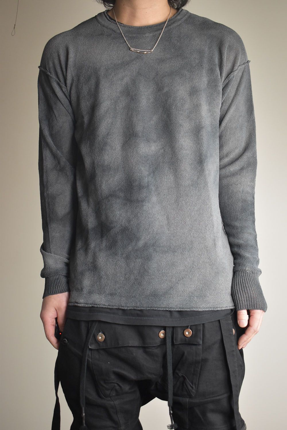 7G Paper Yarn Knit Pullover"Black" / 7Gペーパーヤーンニットプルオーバー"ブラック"