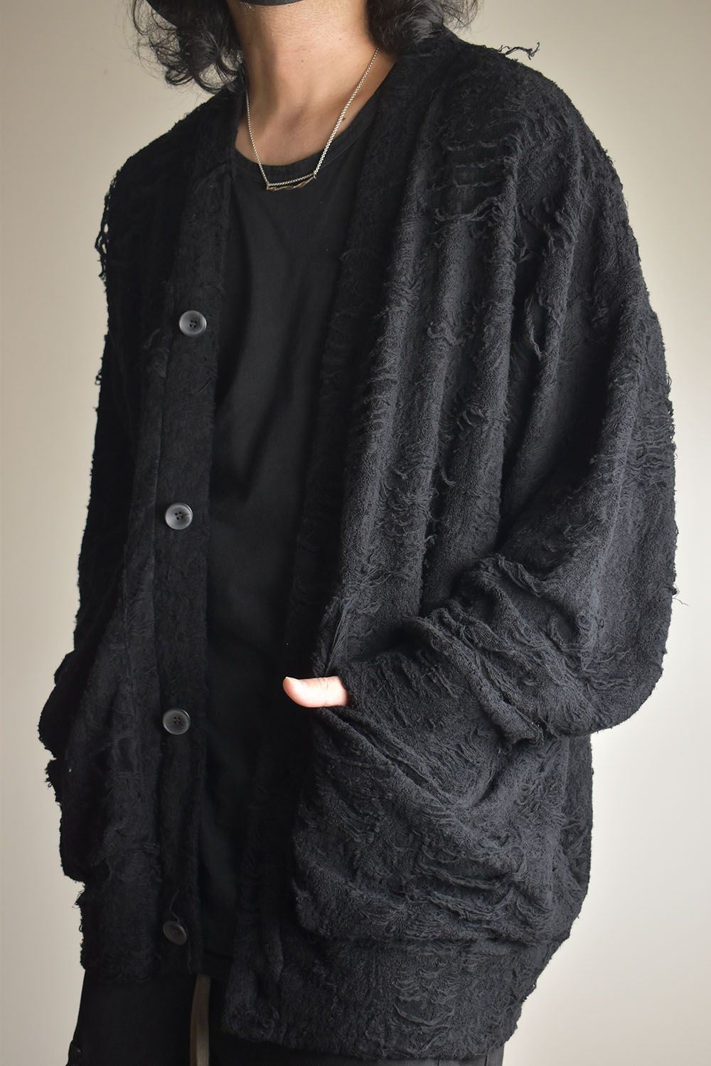 Damage Pile Jumbo Cardigan"Black" / ダメージパイル ジャンボカーディガン"ブラック"