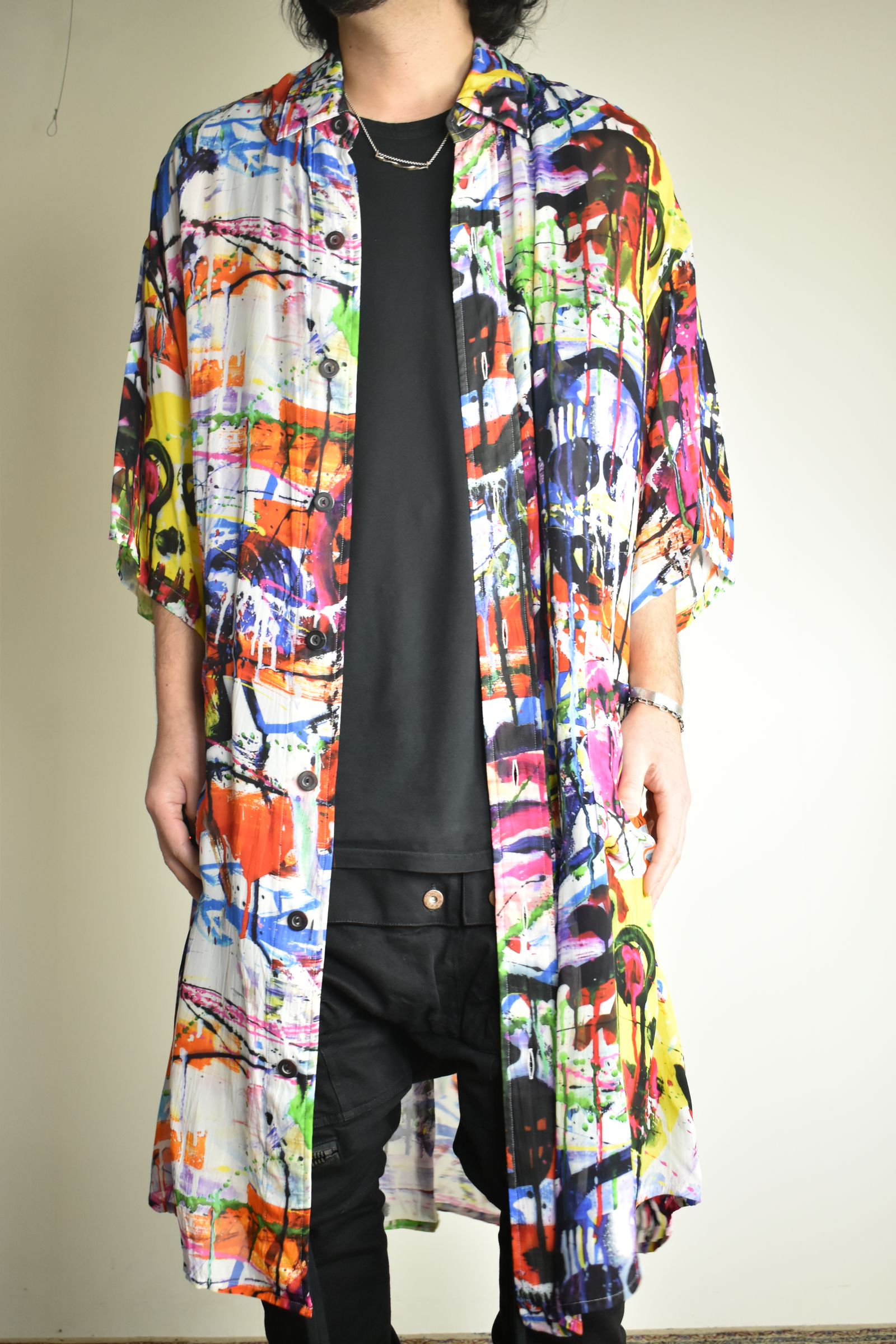 Rayon Chiffon Inkjet Print Short-Sleeved Big Shirt&Dress"Color Print" / レーヨンシフォンインクジェットプリント半袖ビッグシャツ / ワンピース"カラープリント"