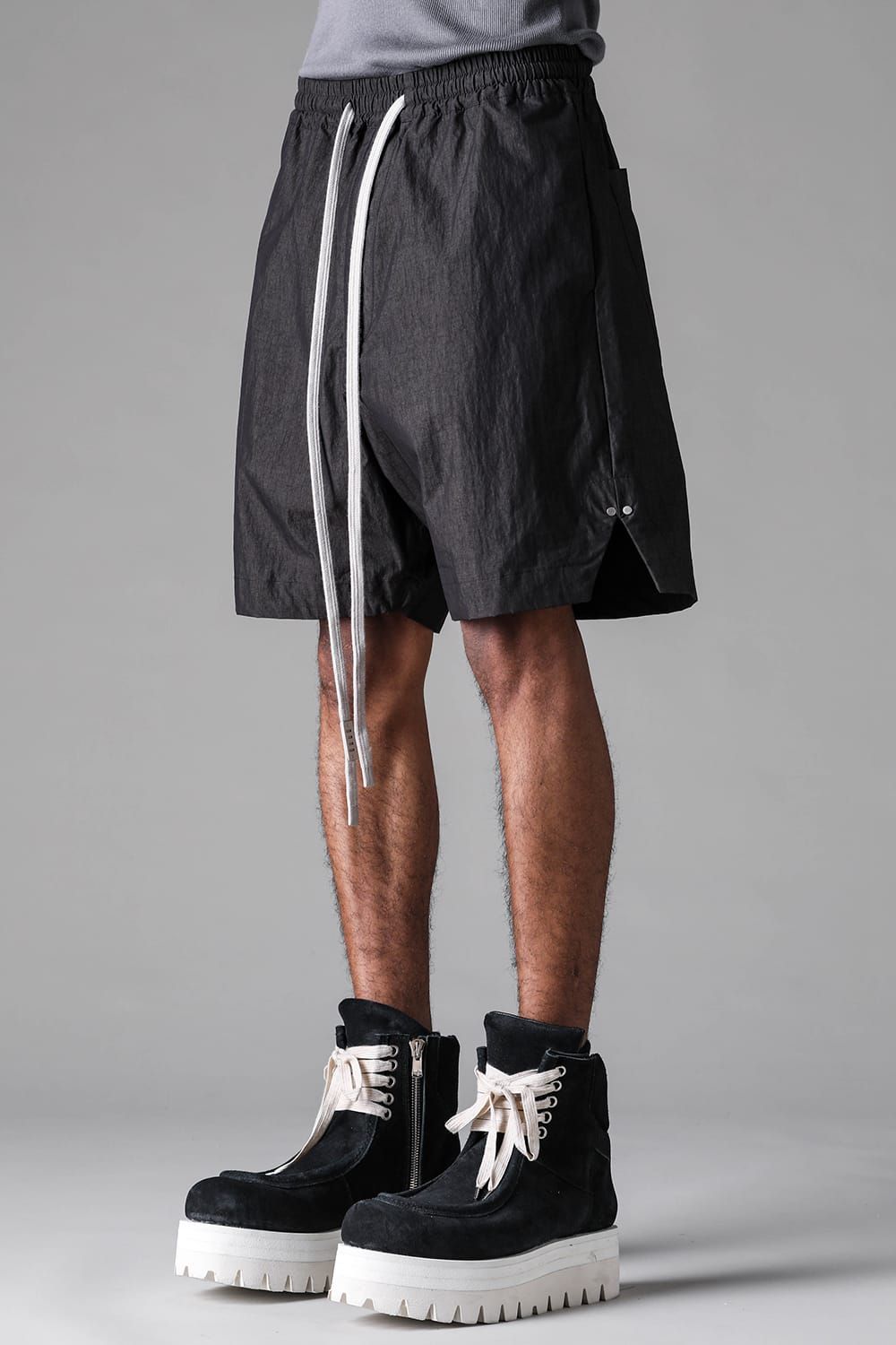 《2027SS先行予約》Cotton Nylon Side Slit Shorts"Black" / コットンナイロンサイドスリットショーツ"ブラック"