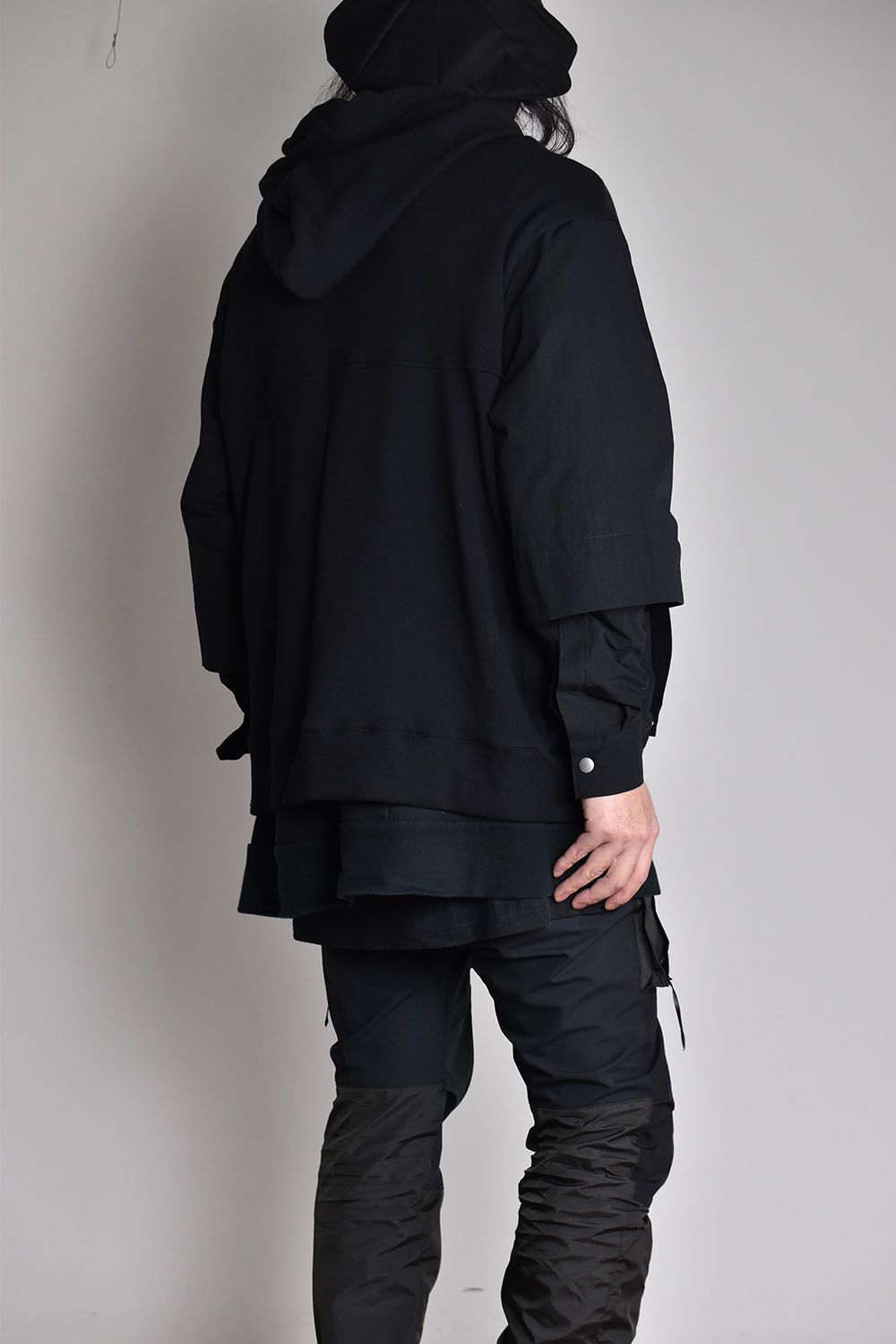 Combi Layered Zip Hoodie"Black"/コンビレイヤードジップフーディ"ブラック"