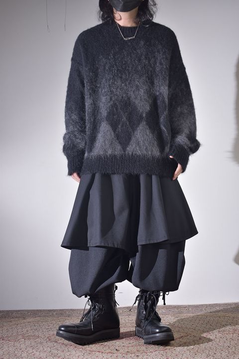 ショートブルゾン×レイヤードワイドサルエル