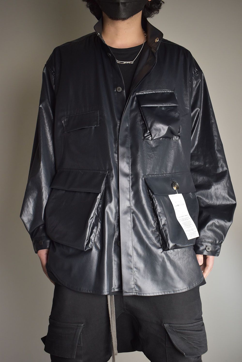 Fake Fake Leather Shirts Jacket"Black" / フェイクフェイクレザーシャツジャケット"ブラック"