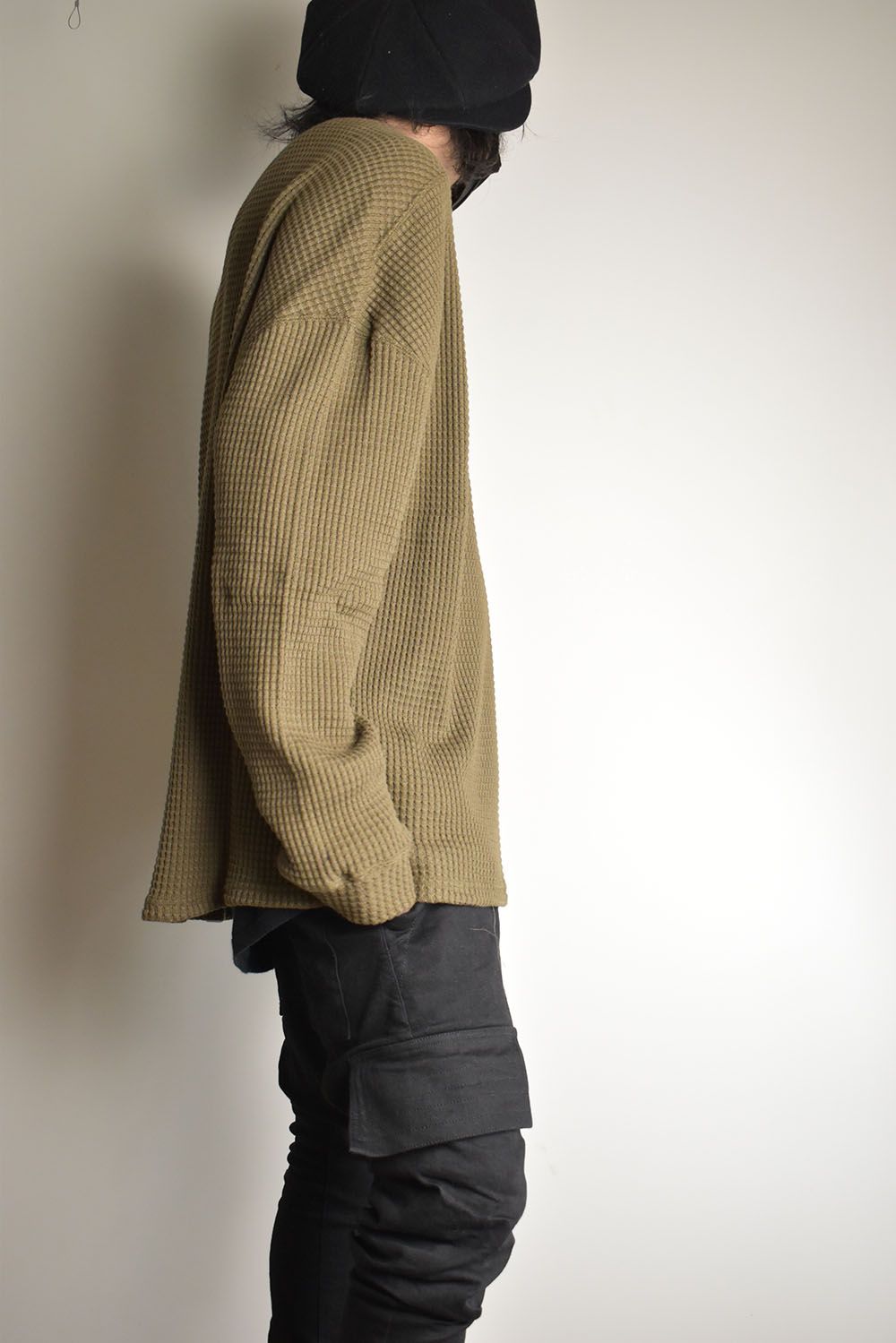 Heavy Waffle Over Size Top"Olive" / ヘビーワッフルオーバーサイズトップ"オリーブ"