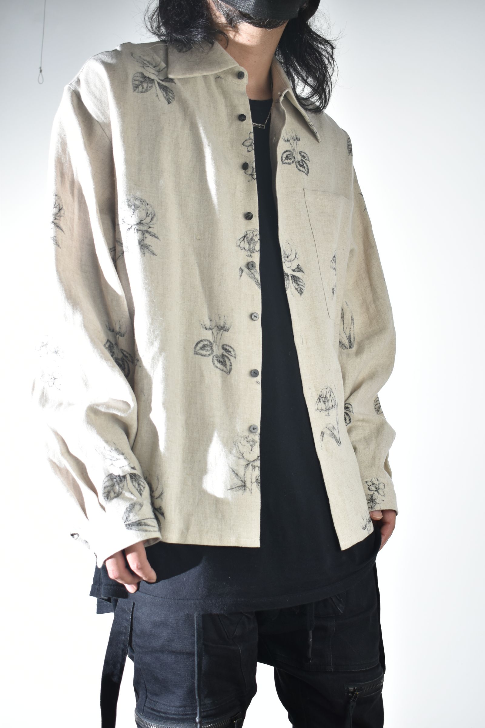 Botanical Print Oversized Shirt "Ecru" / ボタニカルプリントオーバーサイズシャツ"エクリュ"