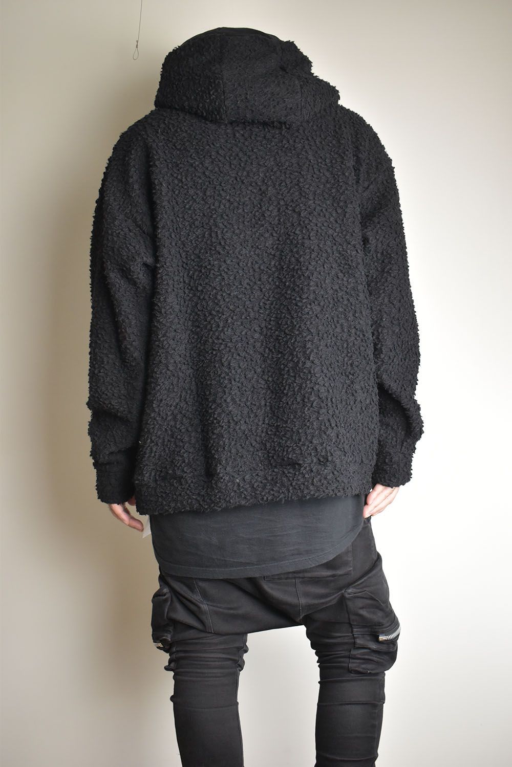 Wool Cotton Boa Hoodie Pullover"Black" /  ウールコットンボアフーディプルオーバー"ブラック"