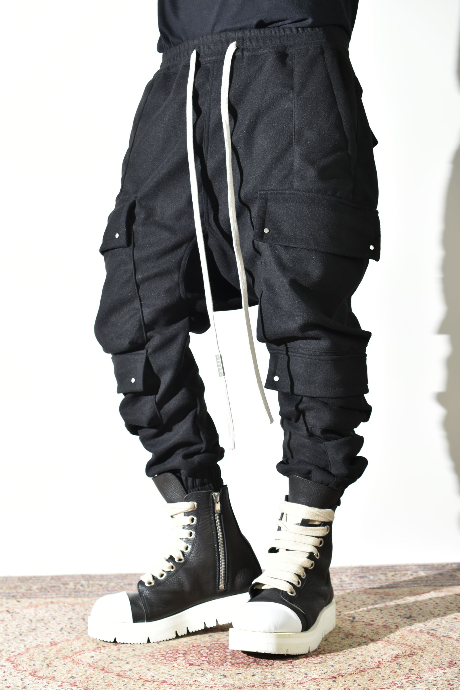 Knit Jersey Military Sarrouel Easy Pants"Black" / ニットジャージーミリタリーサルエルイージーパンツ"ブラック"