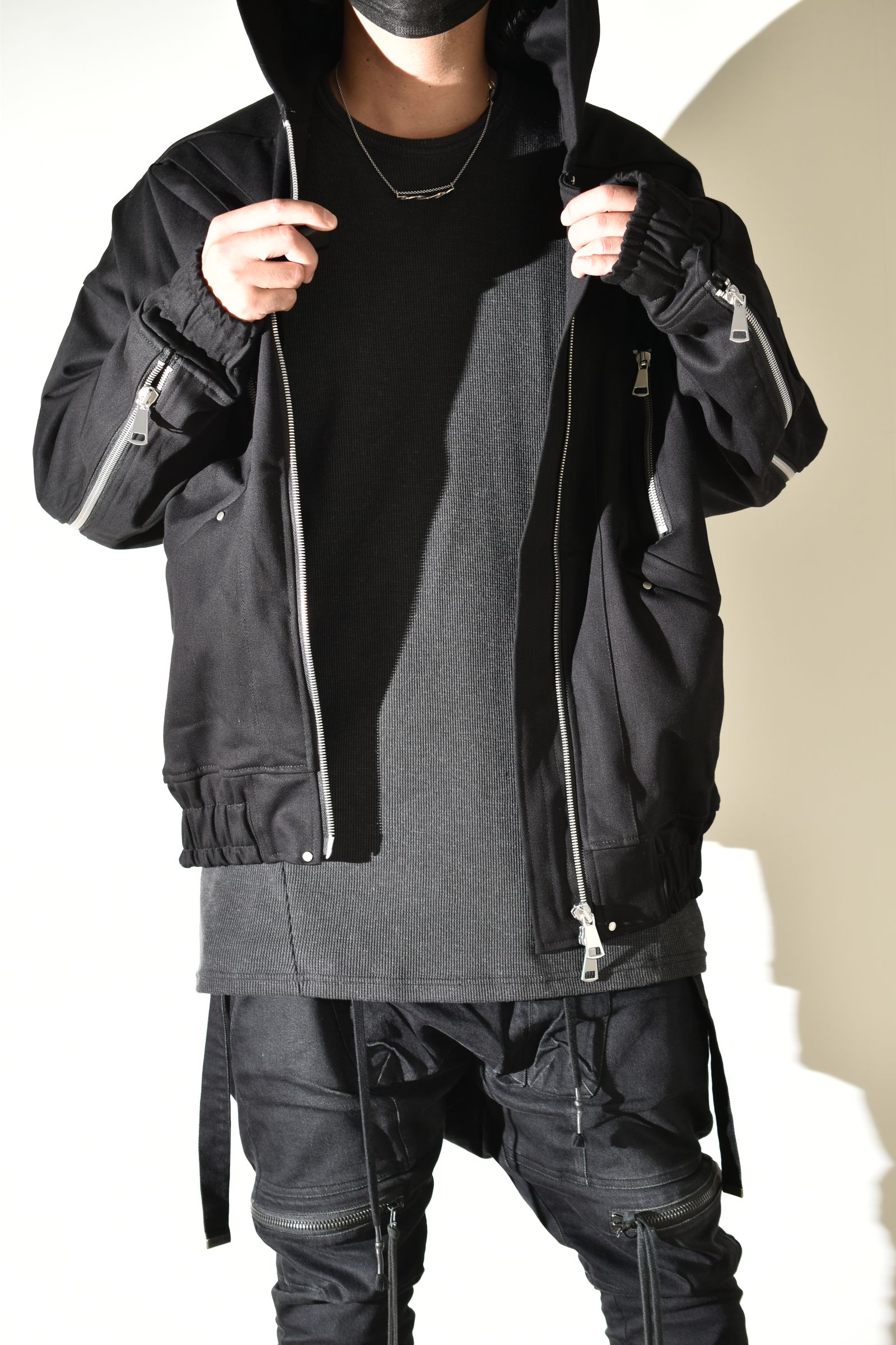 Denim Zip Hoodie Blouson"Black" / デニムジップフーディブルゾン"ブラック"