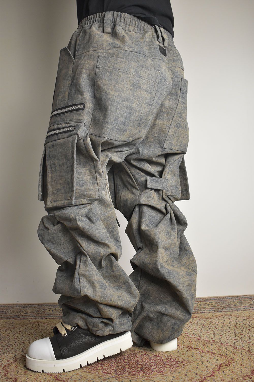 Blended Shades Denim Cargo Tuck Wide Pants"Steel Blue"/ ブレンデッドシェイドデニムカーゴタックワイドパンツ"スティールブルー"