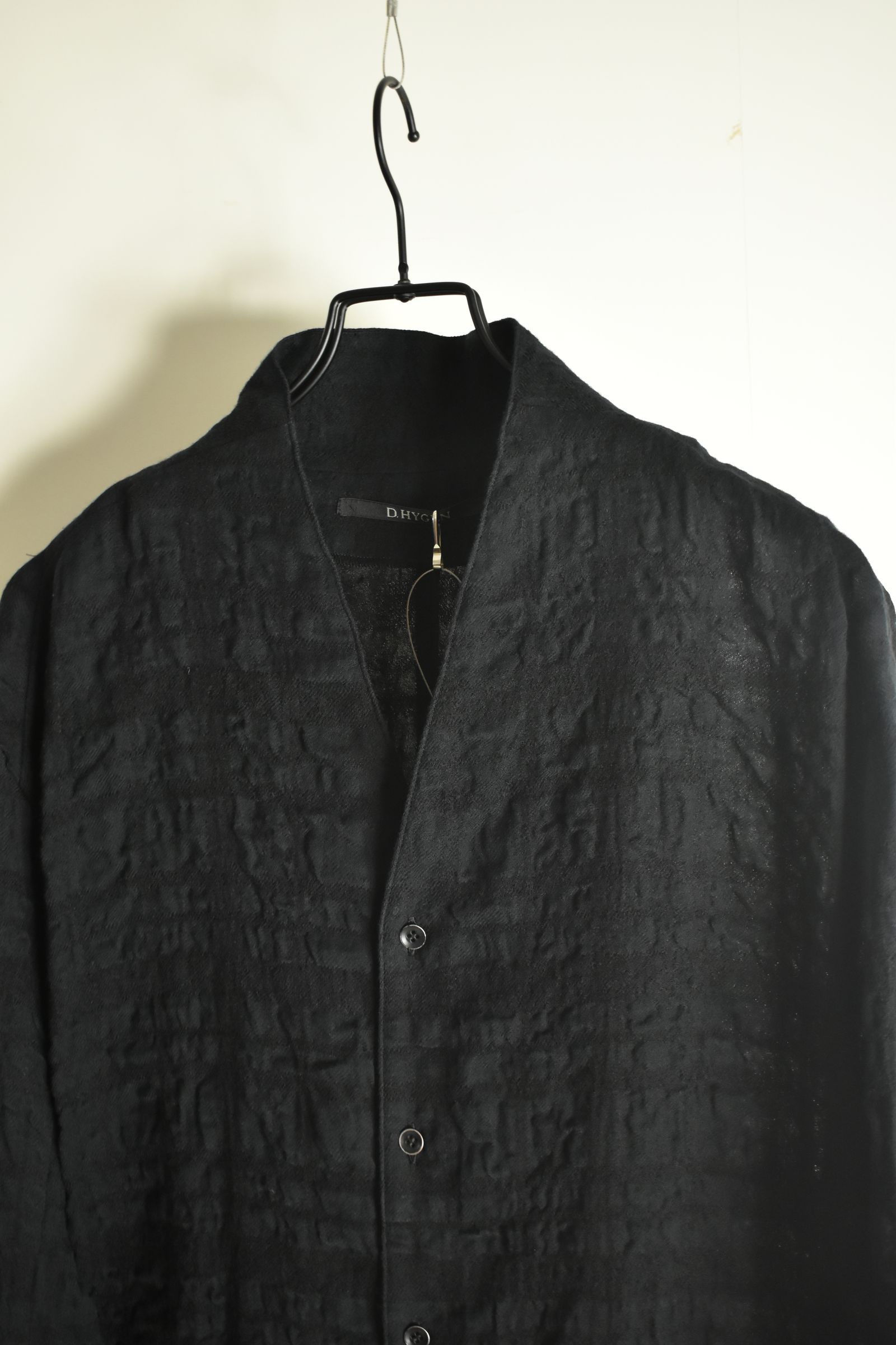 Shadow Check Shawl Collar Shirt"Black" / シャドウチェックショールカラーシャツ"ブラック"
