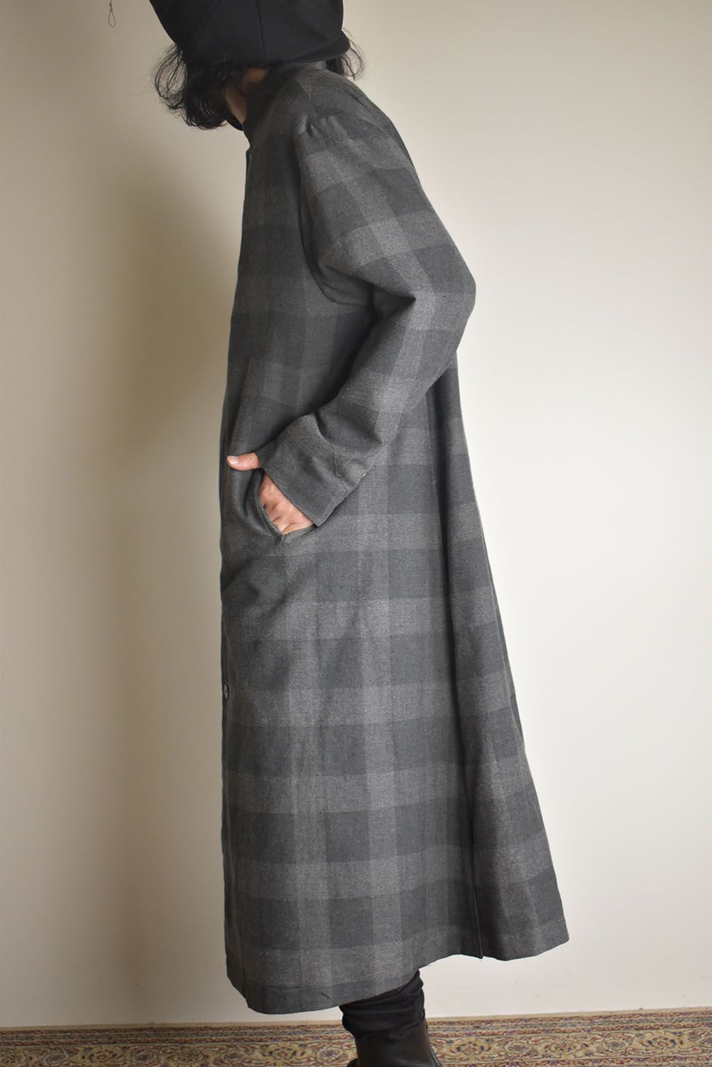 Mao Collar Long Coat"Grey" / マオカラーロングコート"グレー"