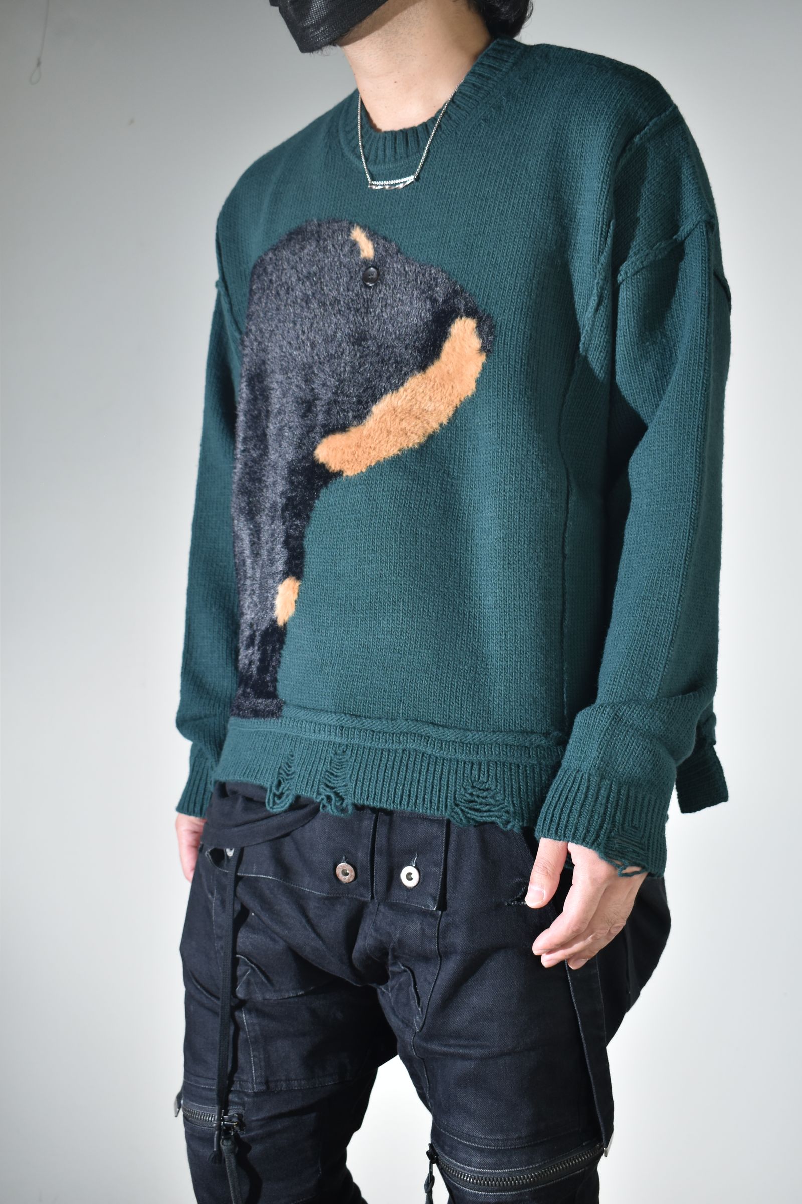 Dog Motif Intarsia Sweater "Jade" / ドッグモチーフインターシャセーター"ジェイド"