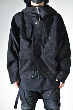 Vegan Suede Leather Hoodie Blouson"Black" / ヴィーガンスウェードレザーフーディブルゾン "ブラック"
