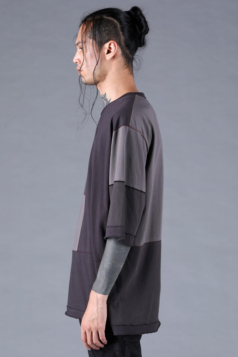 Multi Color Patchwork T-shirt"Charcoal" / マルチカラーパッチワークTシャツ"チャコール"