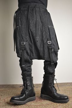 Catch Washer Bleach Belt Adjustable Sarouel Cargo Pants"Black" / キャッチワッシャーブリーチベルトアジャスタブルサルエルカーゴパンツ"ブラック"