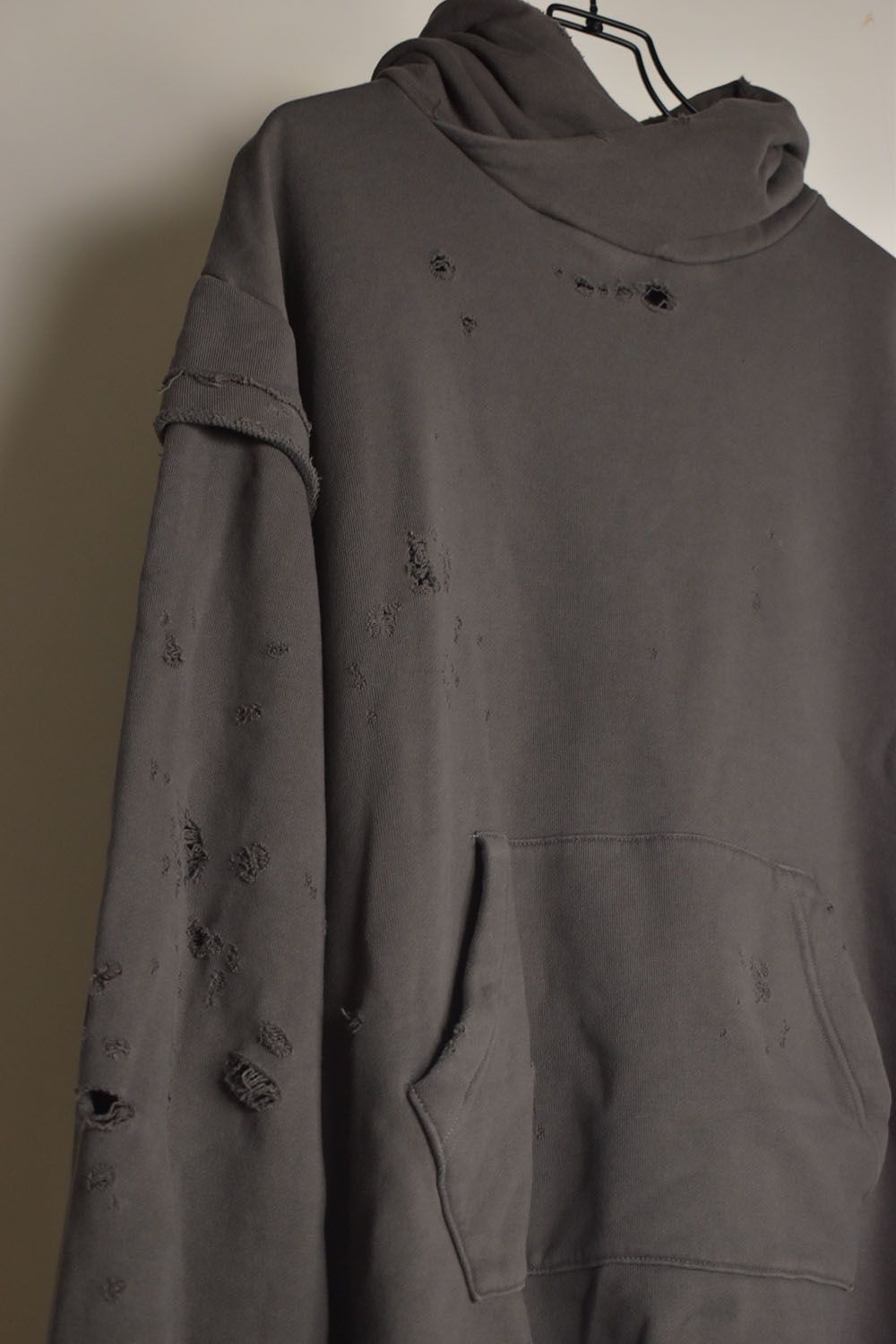 Untwisted Sweat Oversized Pullover Hoodie "Charcoal" / 無撚糸裏毛オーバーサイズプルオーバーフーディー"チャコール"