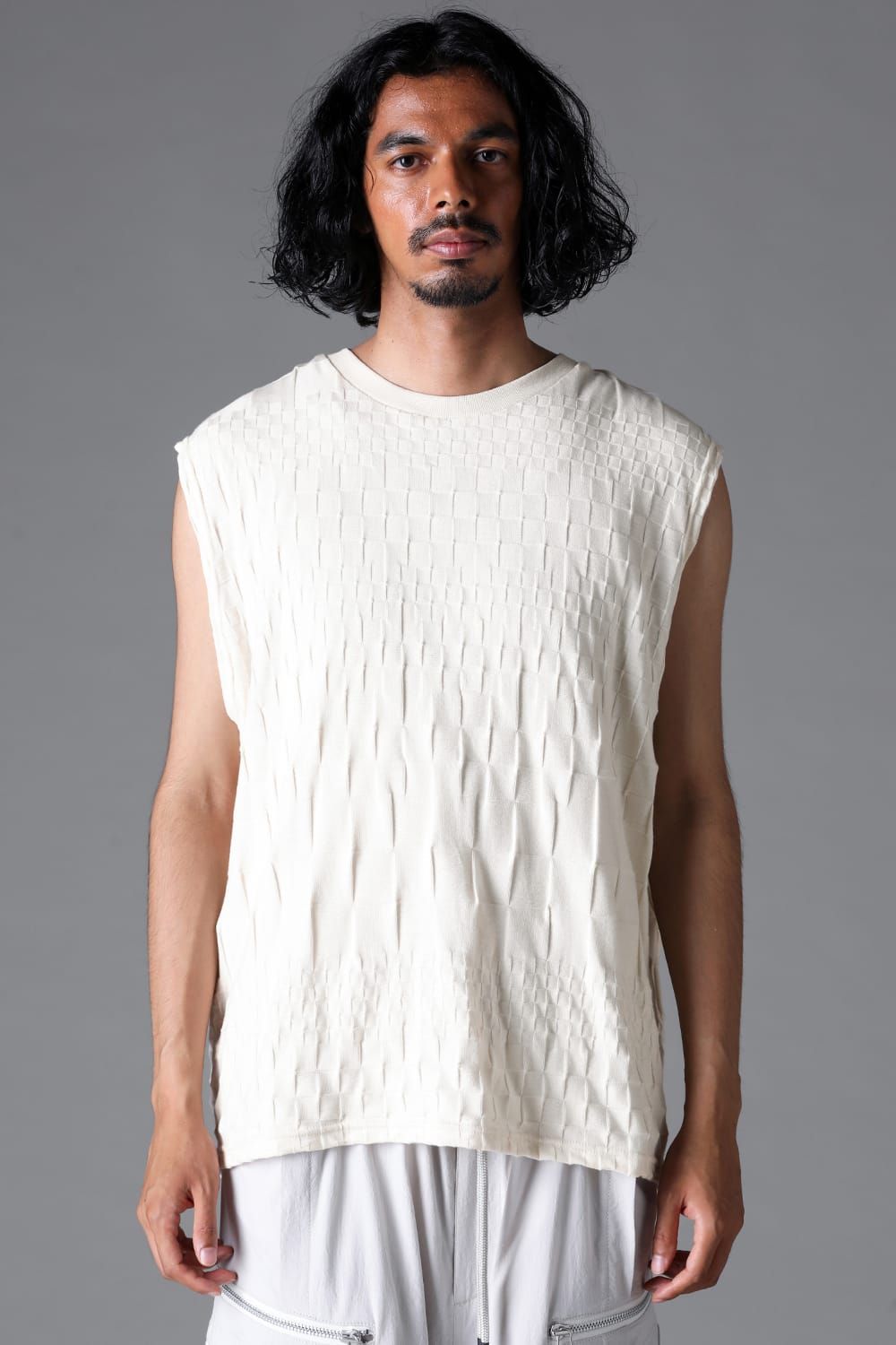 《2026SS先行予約》Gradient Plaid Pattern Shiva Long Sleeve Tee "Black / Cream" / グラデーションチェックパターンシヴァロングスリーブ"ブラック/クリーム"