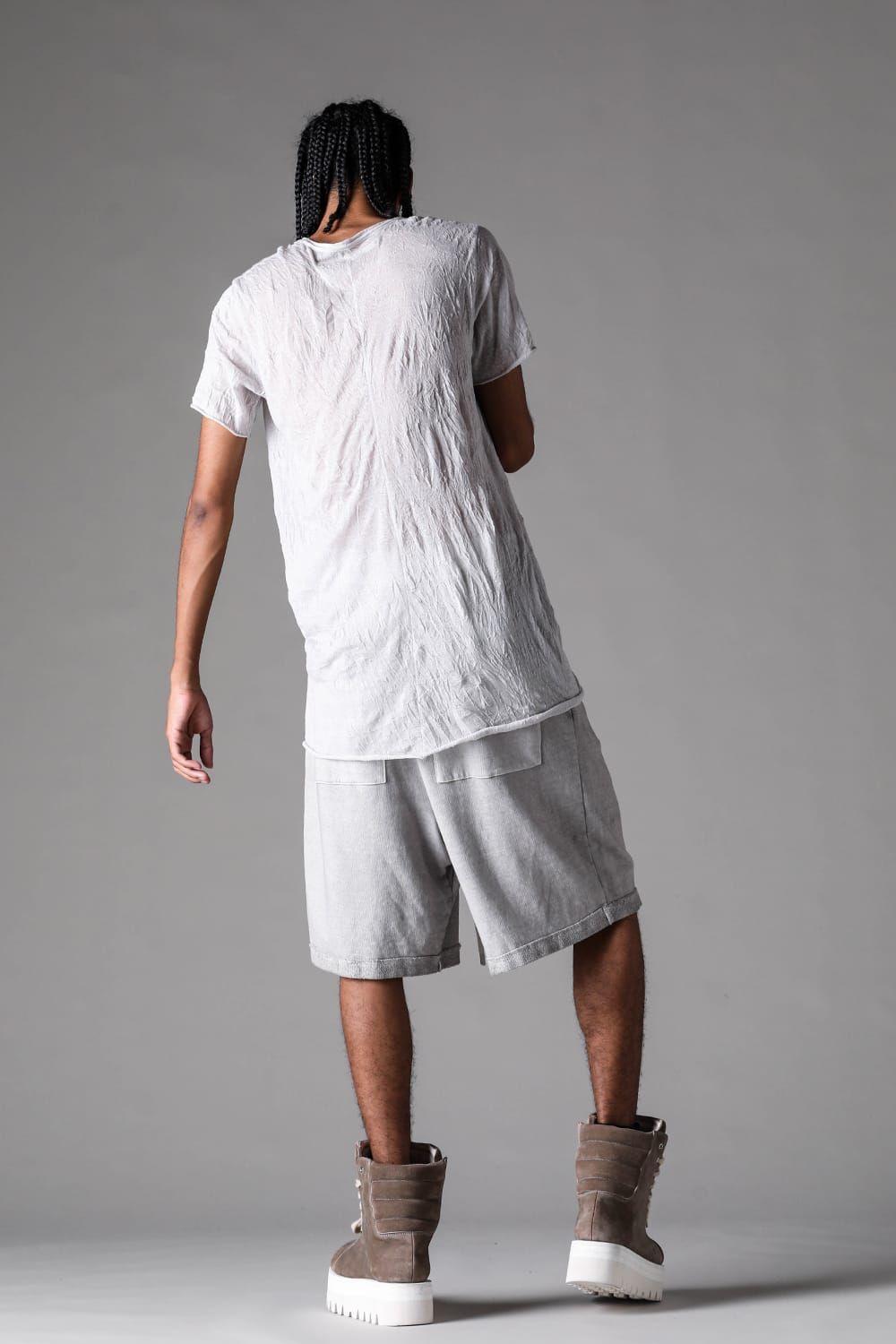 《2027SS先行予約》Sumi Dyed Lightweight French Terry Wide Shorts"L.Grey  / D.Grey" / 墨染ミニ裏毛ワイドショーツ"ライトグレー / ダークグレー"