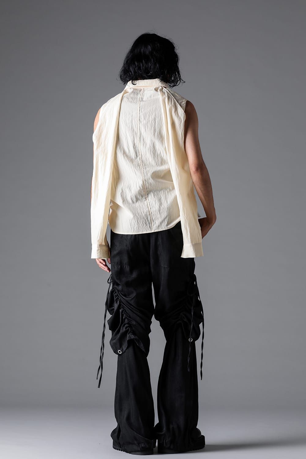 《2026SS先行予約》Layerd Gather Wide Pants"Black / Uneven D.Grey / Uneven Grey" / レイヤードギャザーワイドパンツ"ブラック/アンイーブンダークグレー/アンイーブングレー"