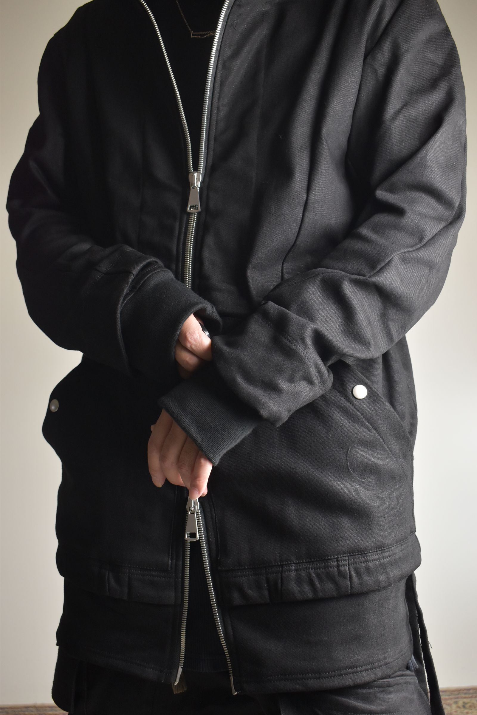 Bonding  Hoodie Denim Blouson"Black" / ボンディングフーデッドデニムブルゾン"ブラック"