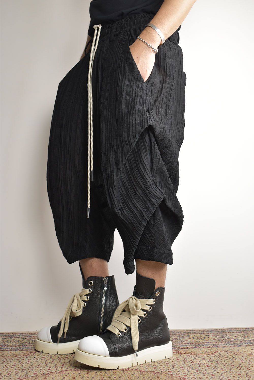 Sheer Yoryu Tuck Shorts"Black" / シアータックショーツ"ブラック"