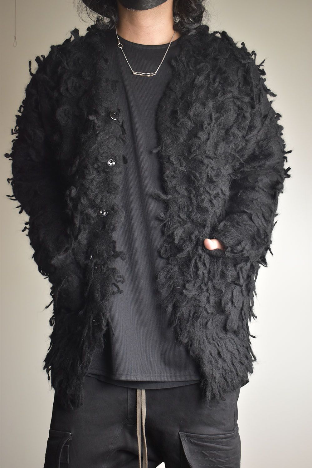 5GG Long Pile Knit Cardigan"Black" / ロングパイルニットカーディガン"ブラック"