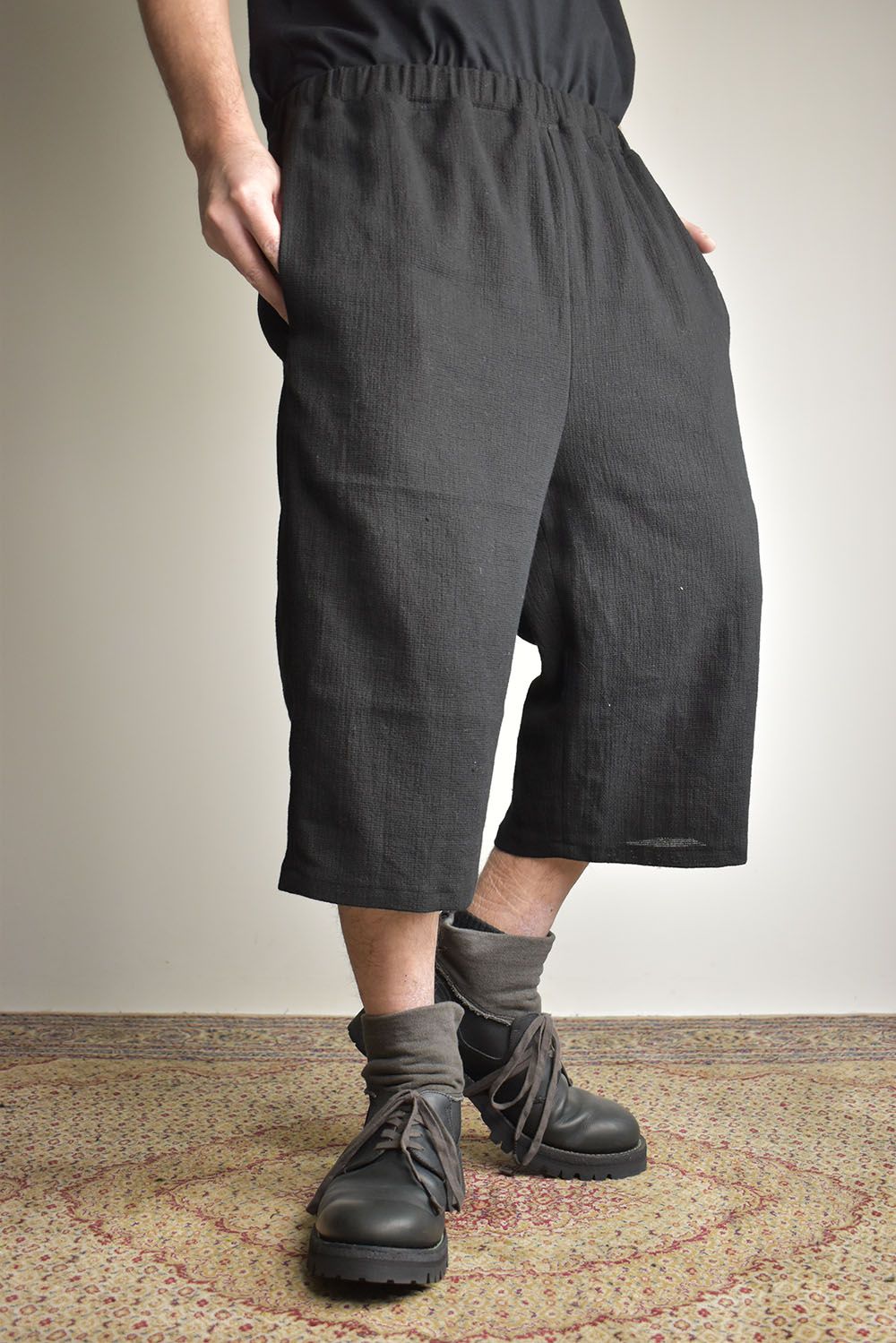 Linen Cotton Easy Wide Pants"Black" / リネンコットンイージーワイドパンツ"ブラック"