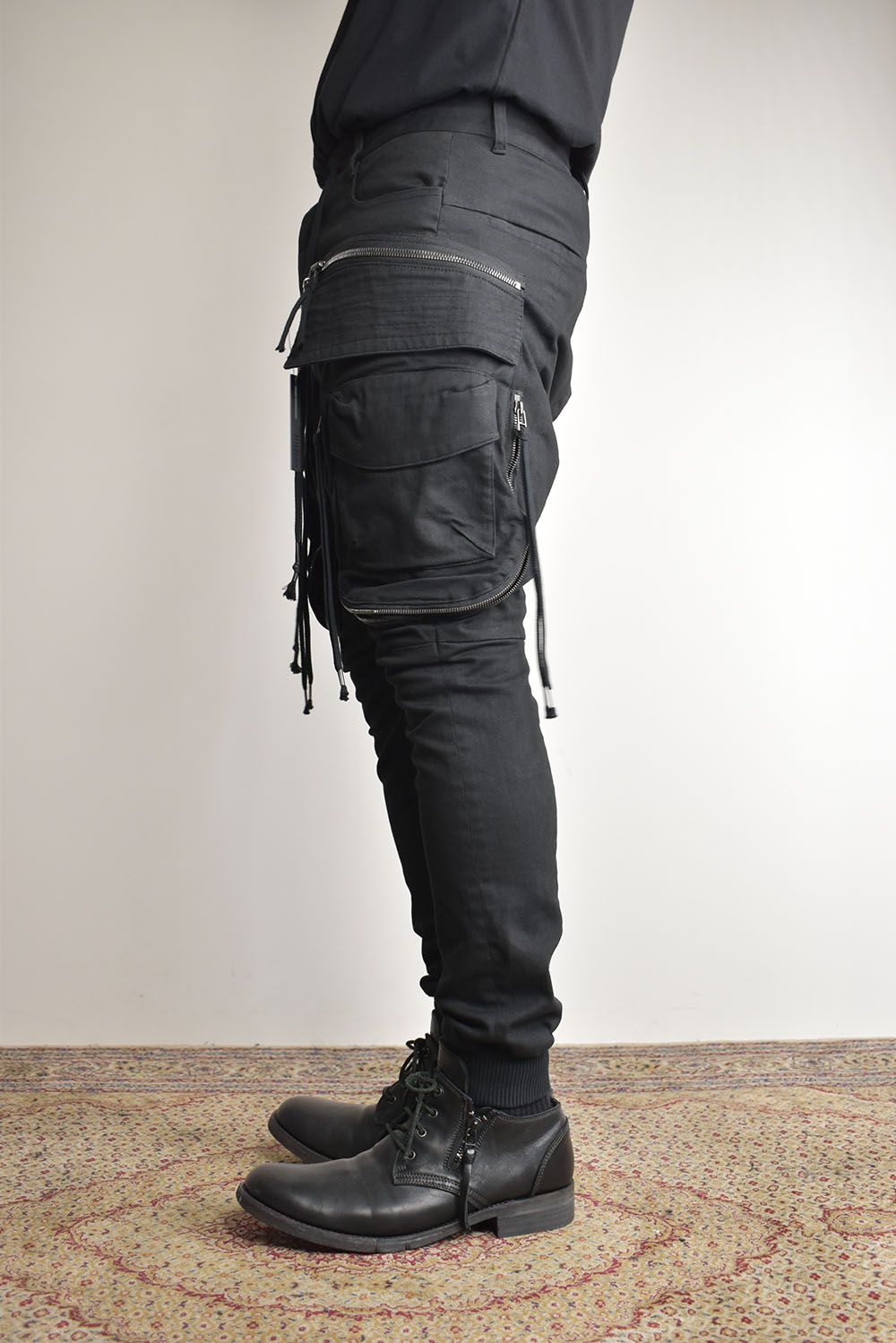 Stretch Denim Multi Pocket Cargo Jog Pants"Black" / ストレッチデニムマルチポケットカーゴジョグパンツ"ブラック"