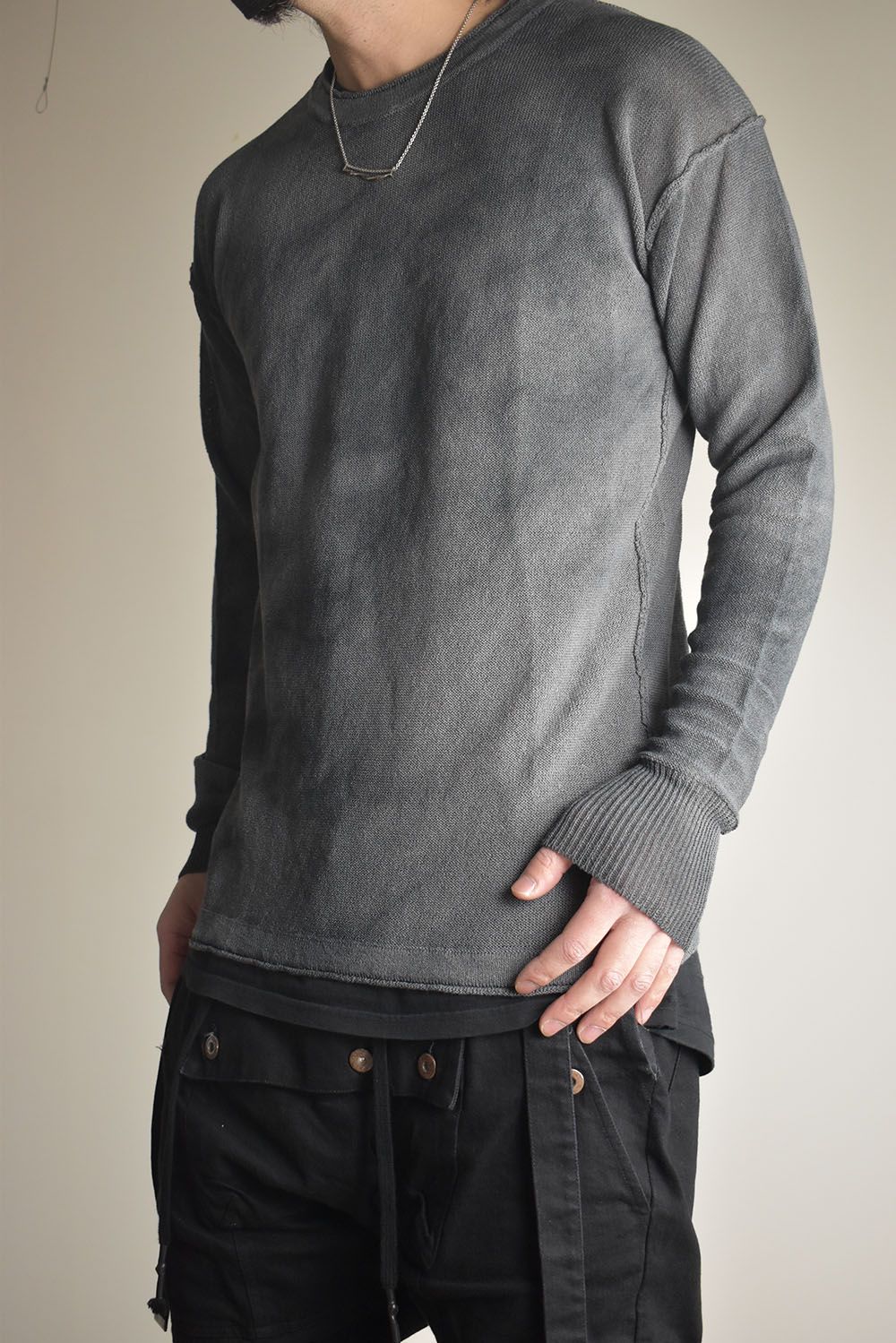 7G Paper Yarn Knit Pullover"Black" / 7Gペーパーヤーンニットプルオーバー"ブラック"