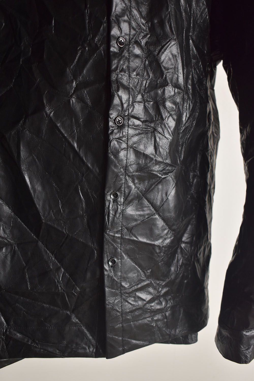 Washer Synthetic Leather Shirts"Black" / ワッシャーシンセティックレザーシャツ"ブラック"