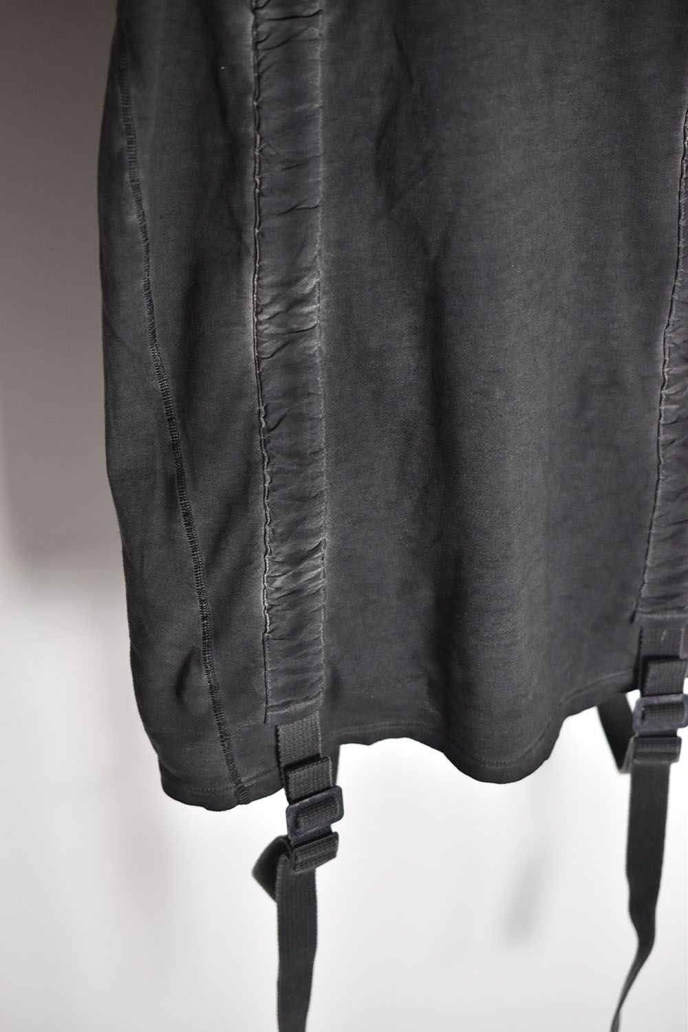 Soft Cotton Jersey Cold Dye Belt Adjustable Tee"Charcoal"/ソフトコットンジャージーコールドダイベルトアジャスタブルTシャツ"チャコール"