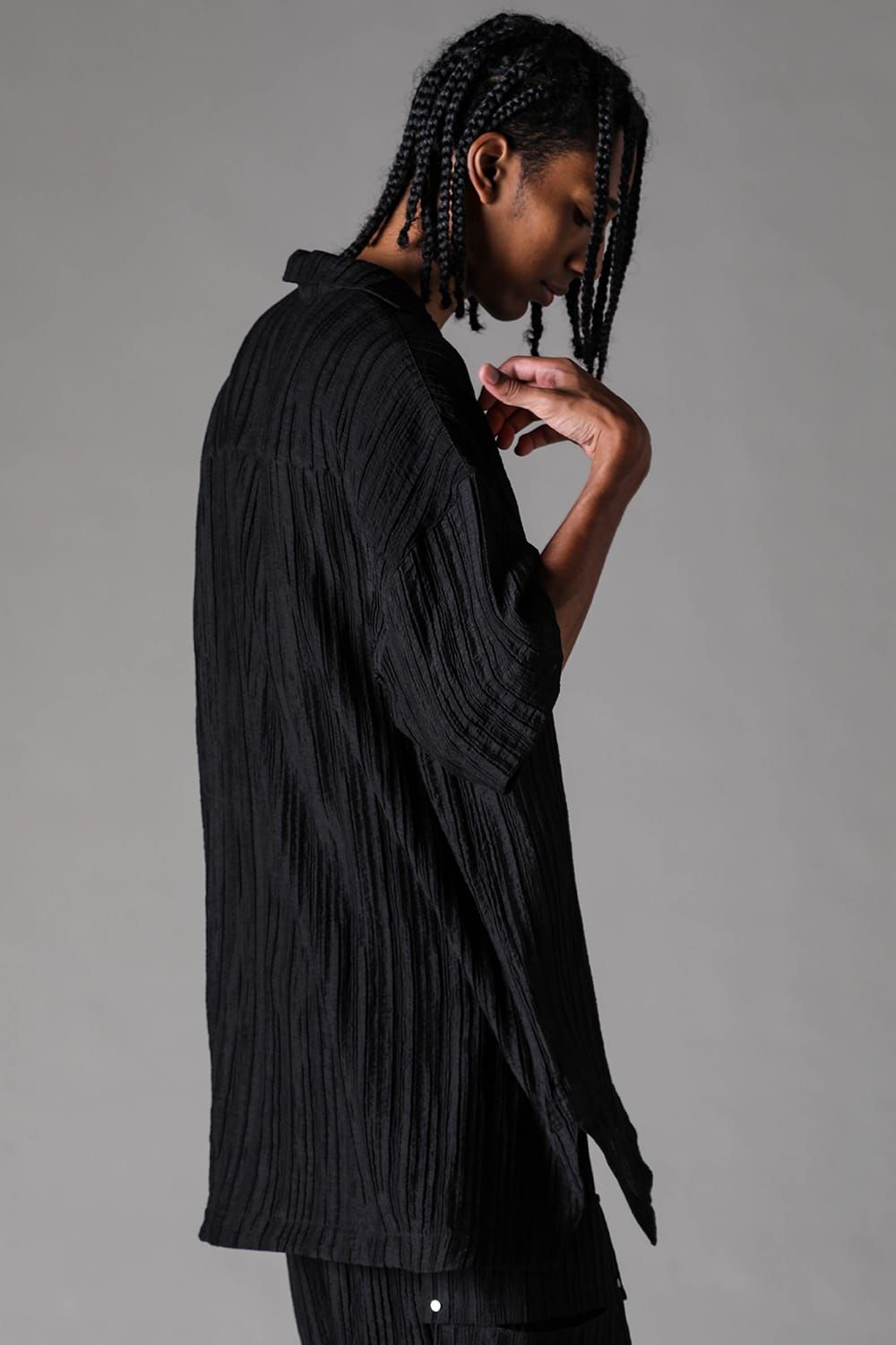 《2027SS先行予約》Ripple Sheer Half Sleeve Shirts "Black" / リップルシアーハーフスリーブシャツ"ブラック"