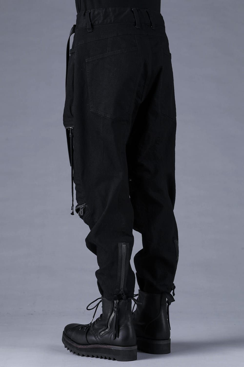 Stretch Denim Knee-Open Cropped Pants"Black" / ストレッチデニムニーオープンクロップドパンツ"ブラック"