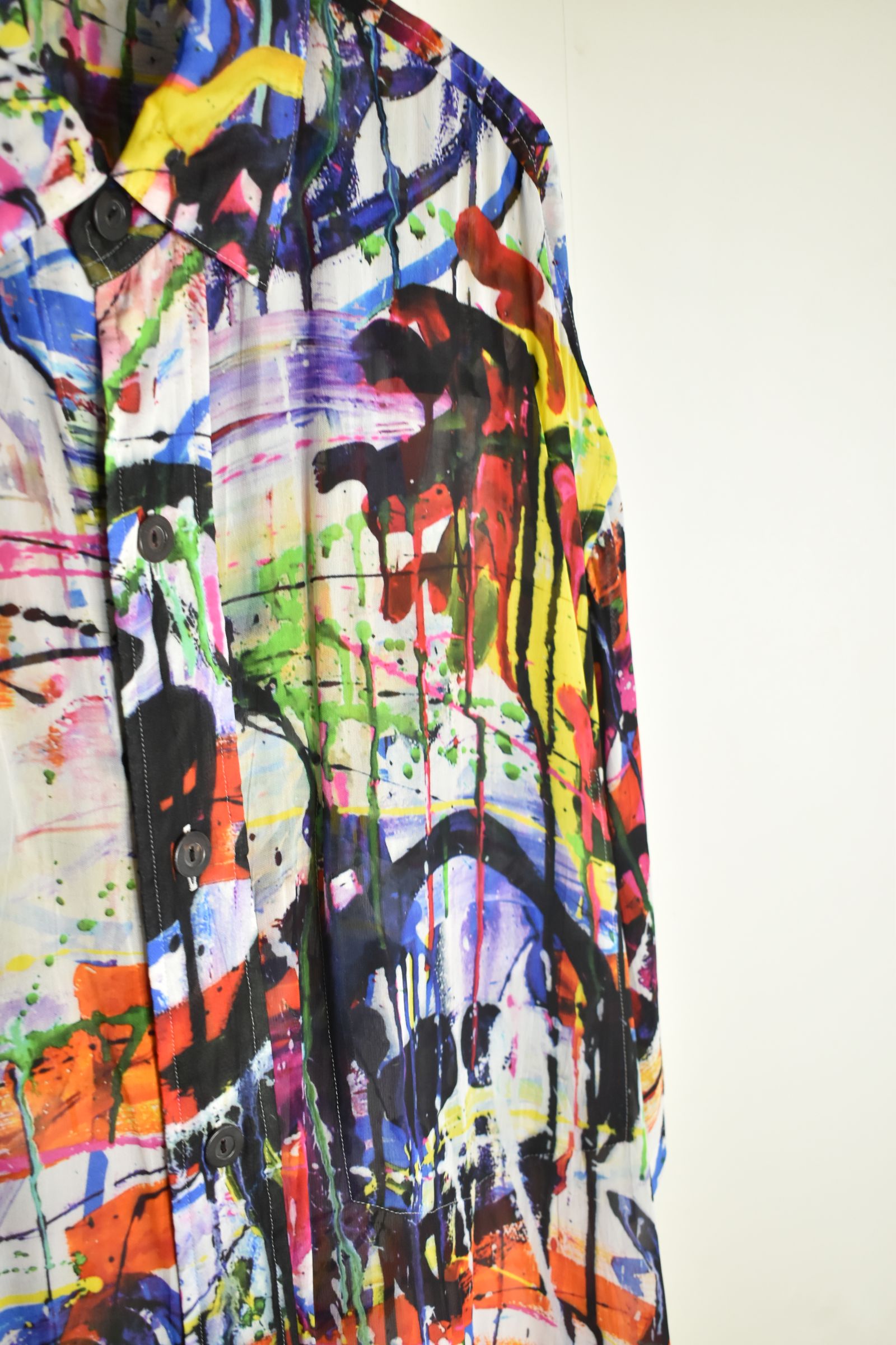 Rayon Chiffon Inkjet Print Short-Sleeved Big Shirt&Dress"Color Print" / レーヨンシフォンインクジェットプリント半袖ビッグシャツ / ワンピース"カラープリント"