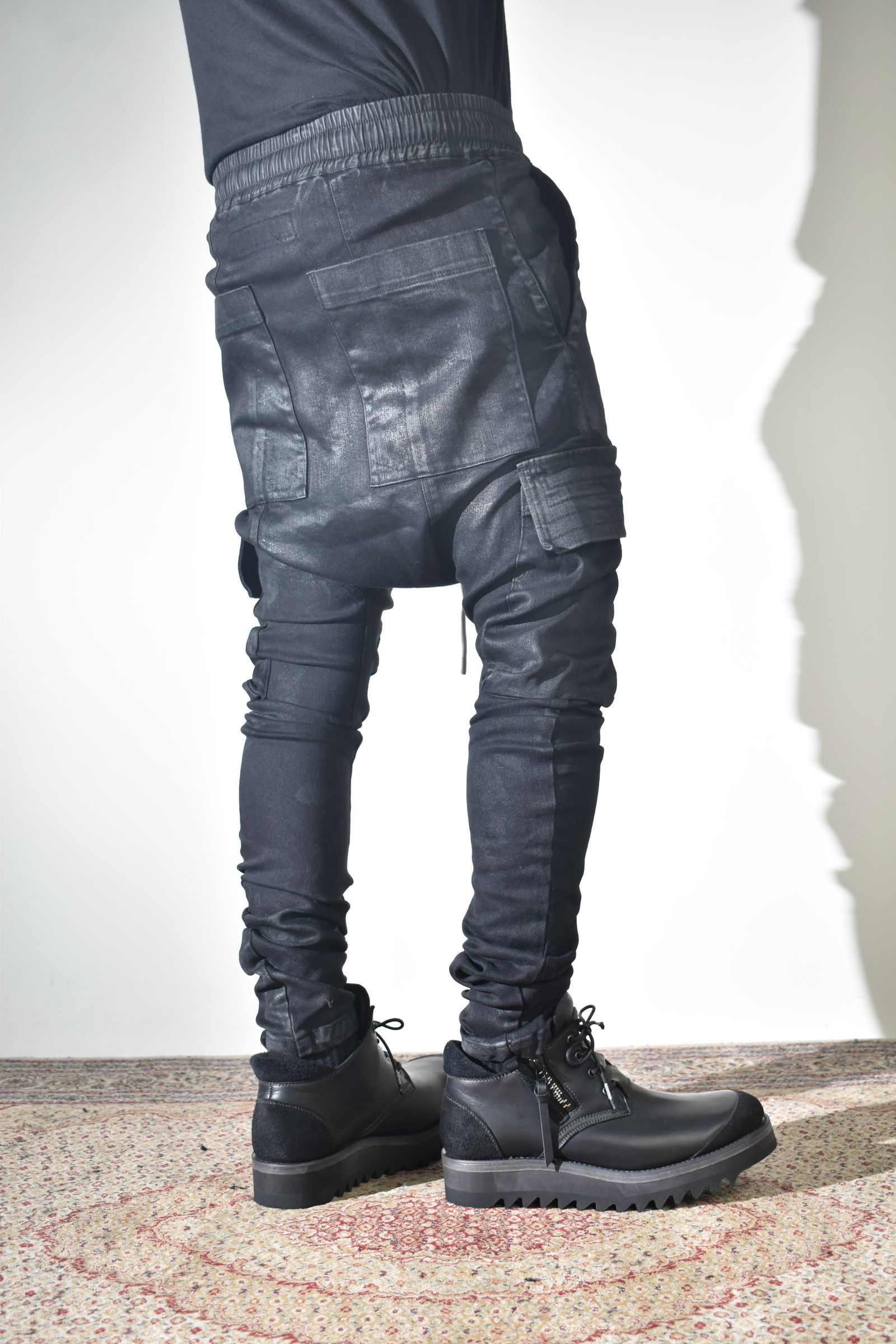 Coating Cargo Saroel Skinny"Black" / コーティングサルエルカーゴスキニー"ブラック"