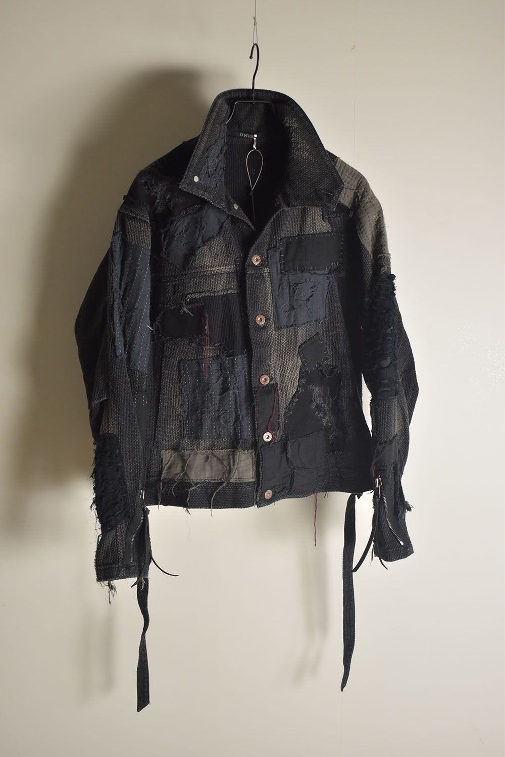 Crust Damage Repair Sashiko Jacquard Jacket "Black" / クラストダメージリペア刺子ジャガードジャケット"ブラック"