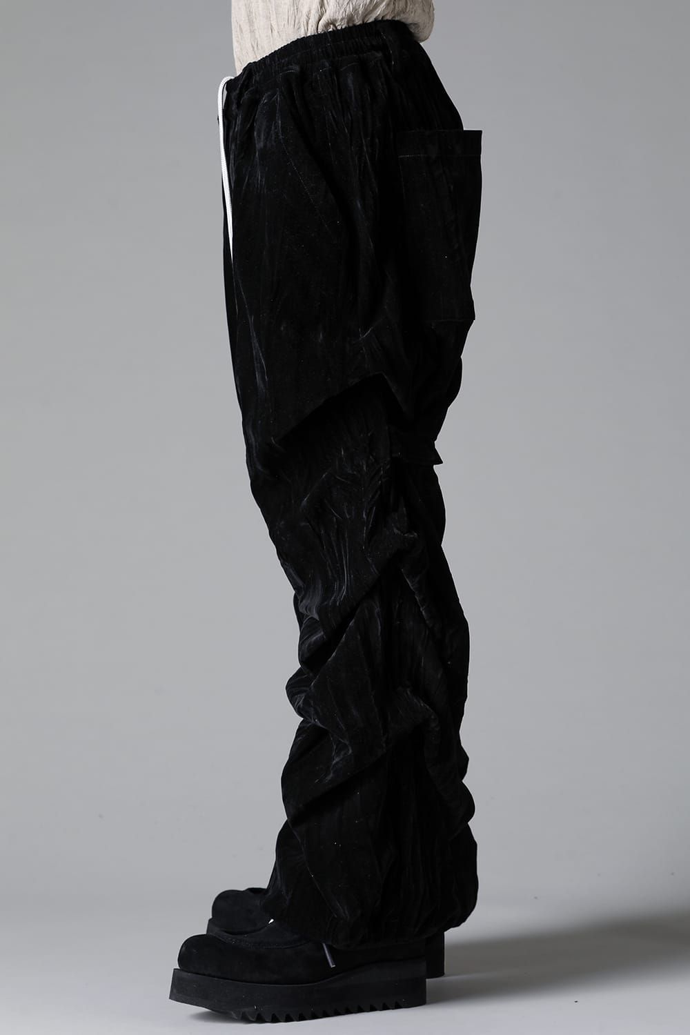 《2025AW先行予約》Washer Velour Tuck Wide Pants"Black" / ワッシャーベロアタックワイドパンツ"ブラック"