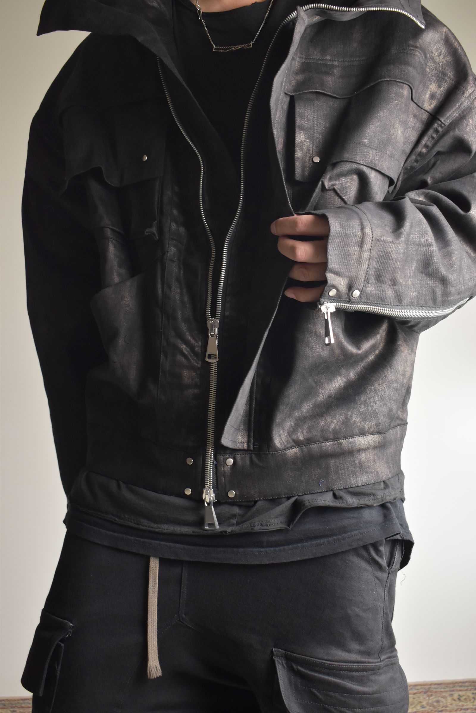 Metal Steam Camouflage Hooded Blouson"Black × Brown" / メタルスチームカモフラージュ フーデッドブルゾン"ブラック×ブラウン"