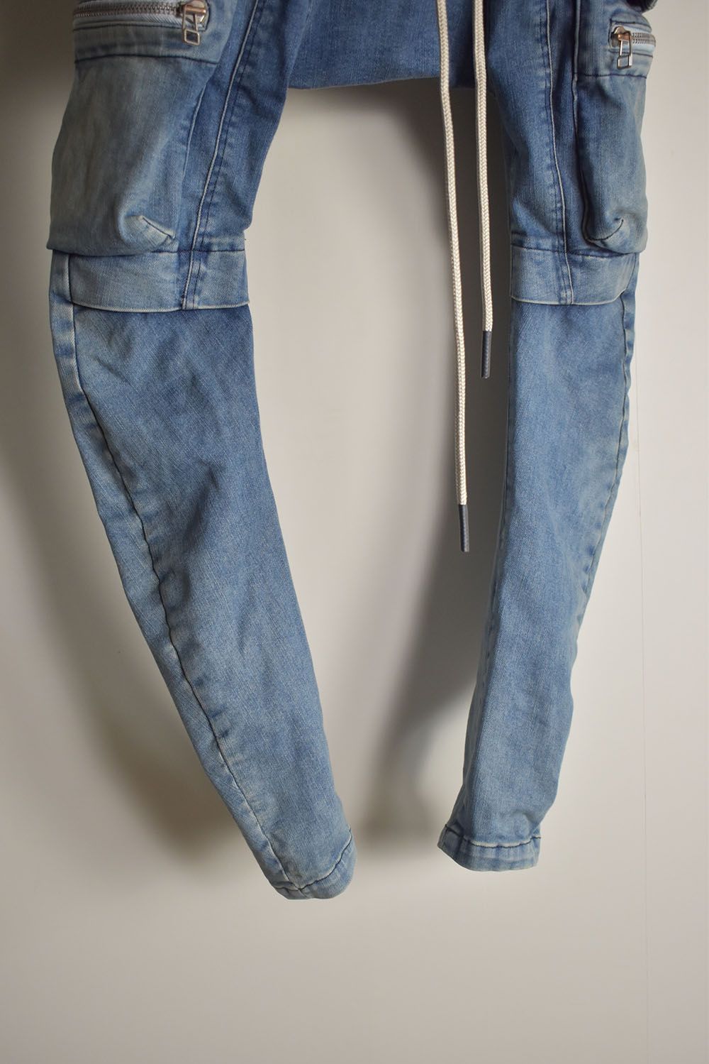 Denim Cargo Sarouel Skinny"Damage Black/Indigo Blue"/デニムカーゴサルエルスキニー"ダメージブラック/インディゴブルー"