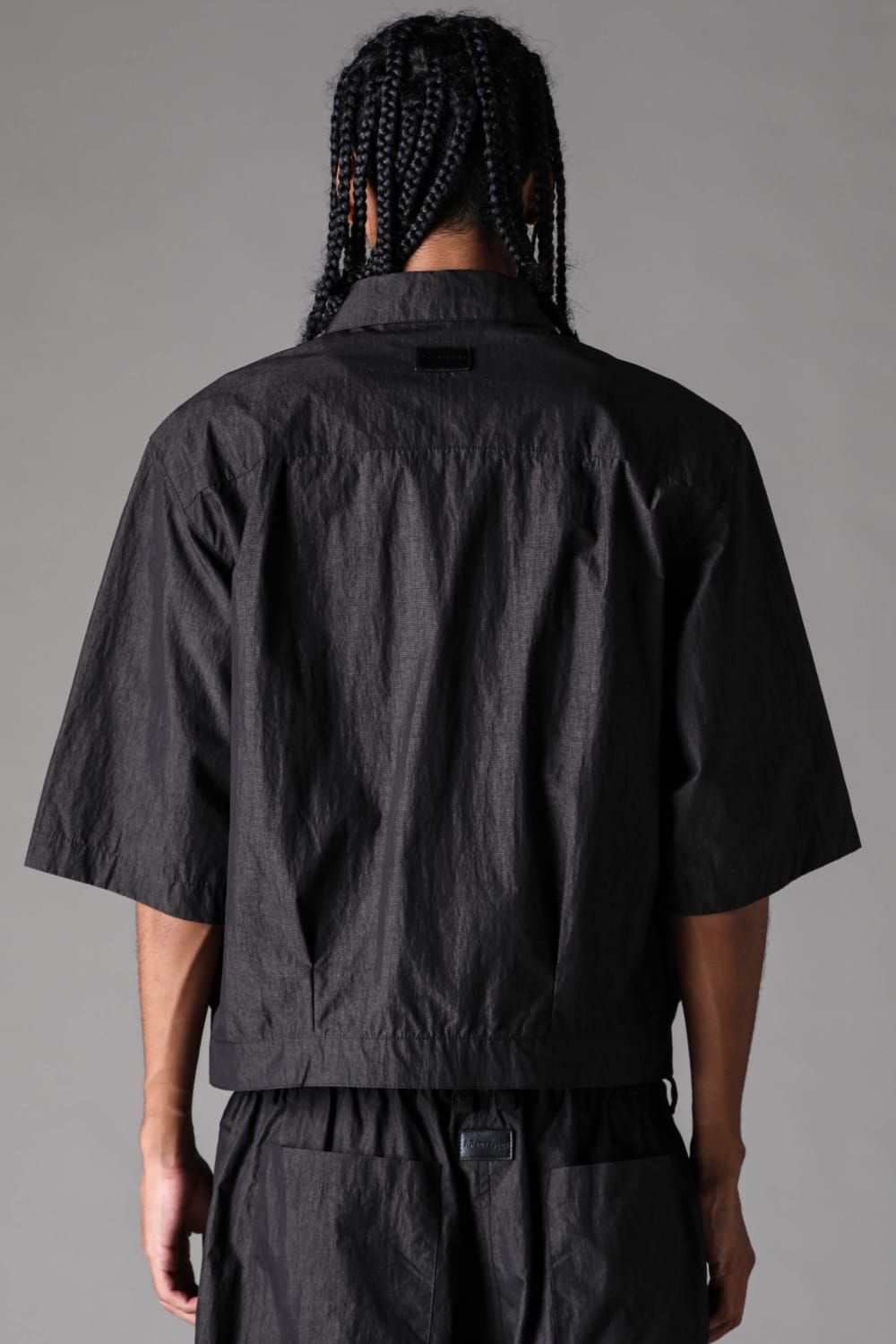 《2027SS先行予約》Cotton Nylon Zip Half Sleeve Shirts"Black" / コットンナイロンジップハーフスリーブシャツブラック"