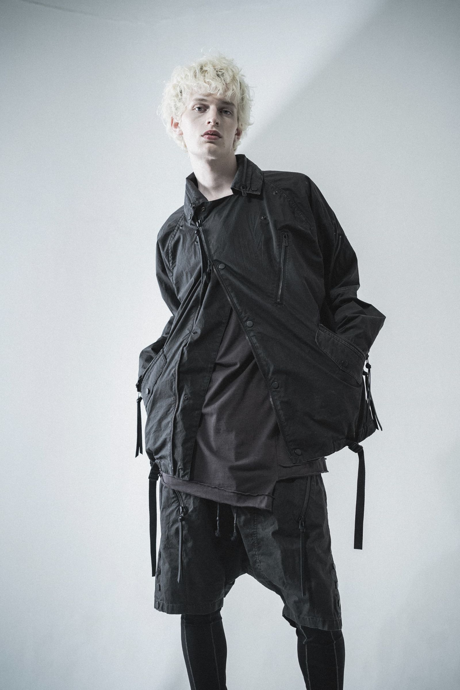 《2027SS先行予約分》Pigment-Coated Rider's Coach Jacket"Black" / 顔料コーティングライダースコーチジャケット"ブラック"
