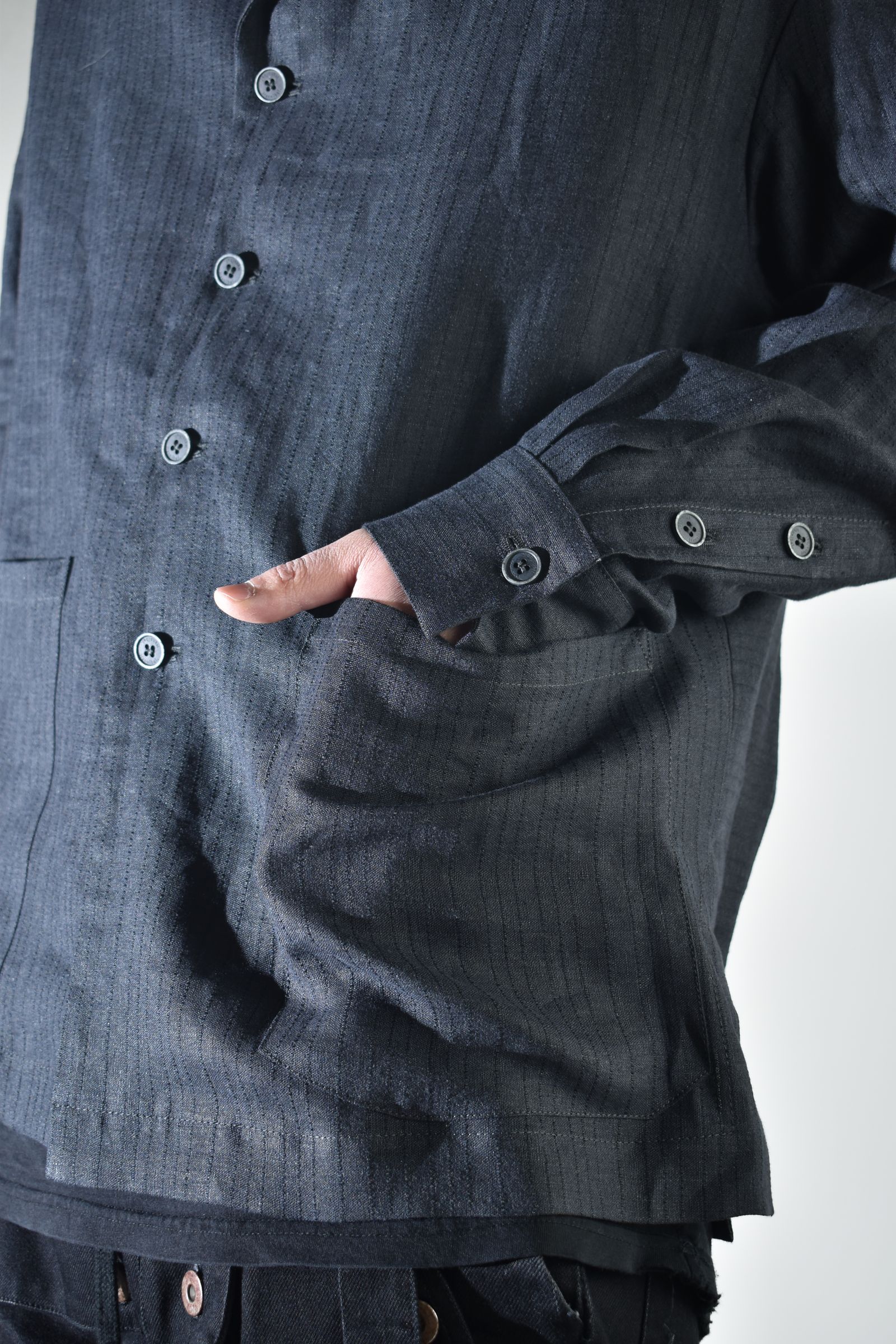 Linen Silk Shirts Jacket"Tuxedo" / リネンシルクシャツジャケット"タキシード"