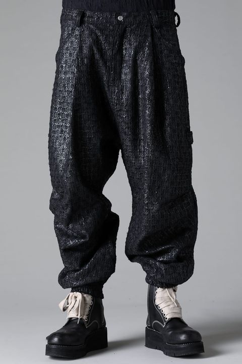 《2025AW先行予約》Glossy Tweed Tuck Wide Easy Pants"Black / Black Gold"/グロッシーツイードタックワイドイージーパンツ"ブラック / ブラックゴールド"