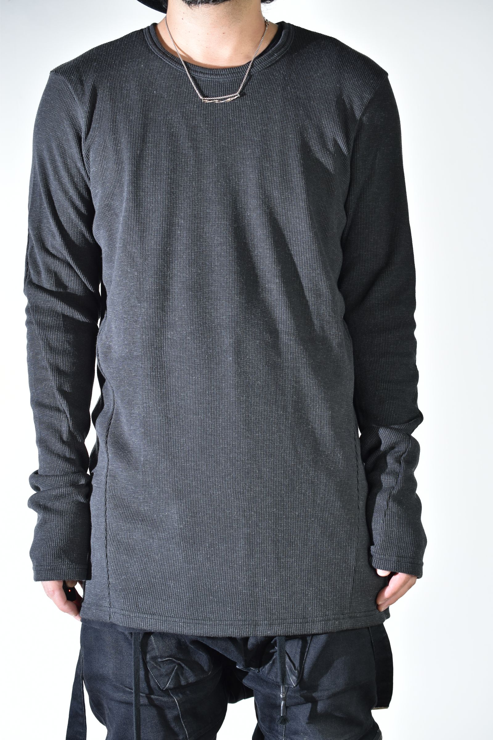 Back Printed Waffle Jersey Long  Sleeve Tee"D.Grey" バックプリントワッフルジャージーロングスリーブTee"ダークグレー"